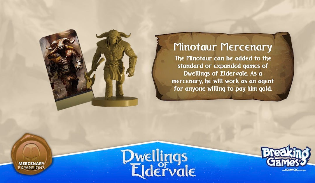 Dwellings of Eldervale - Minotaur Mercenary Mini Expansion Game Accessory Breaking Games